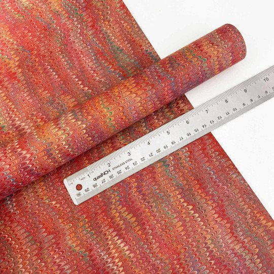 Hand Marbled Paper Combed Pattern in Red + Multi ~ Berretti Marbled Arts